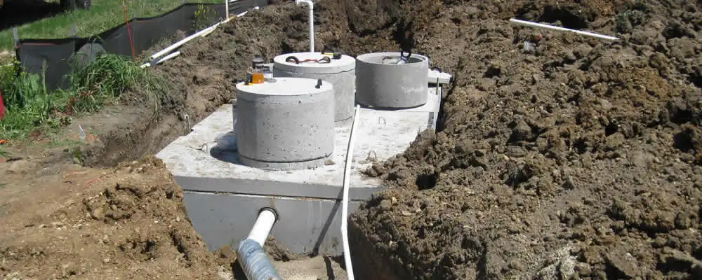 Septic system repair and installation site with tank access ports in San Francisco, CA